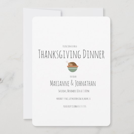 Thanksgiving Herfst Dinner Turkey Party Kaart (Voorkant)