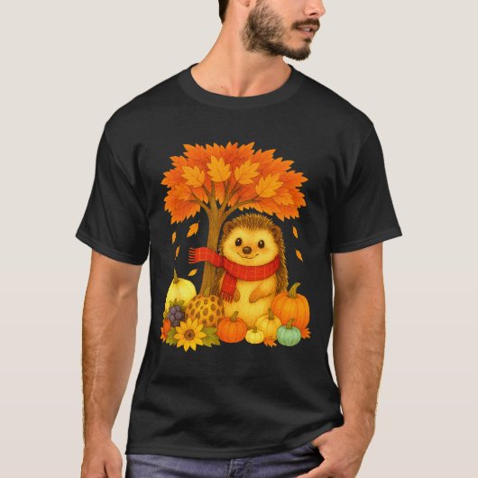 Thanksgiving Herfst Egel Blad Herfst Boom T-shirt (Voorkant)