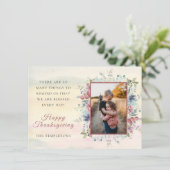 Thanksgiving herfst Floral Photo Flat Holiday Card Feestdagenkaart (Staand voorkant)