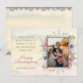 Thanksgiving herfst Floral Photo Flat Holiday Card Feestdagenkaart (Voorkant / Achterkant)