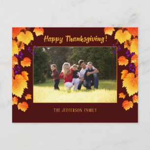 Thanksgiving Herfst Foliage Oranje Gouden Bladeren Briefkaart