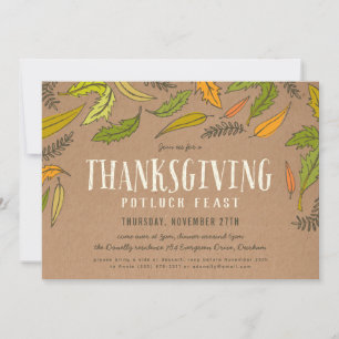 Thanksgiving herfst Foliage Potluck Dinner Kaart