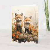 Thanksgiving Herfst Fox Illustratie Kaart (Voorkant)