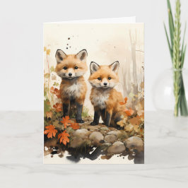 Thanksgiving Herfst Fox Illustratie Kaart