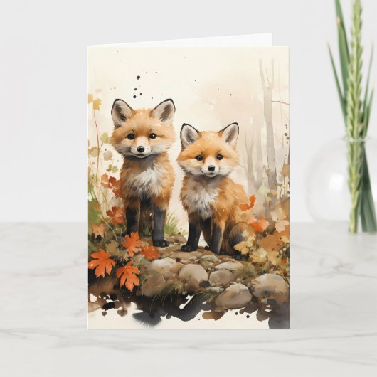 Thanksgiving Herfst Fox Illustratie Kaart (Voorkant)