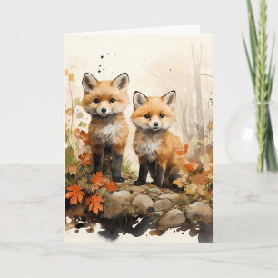 Thanksgiving Herfst Fox Illustratie Kaart