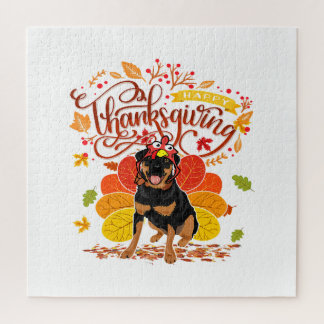 Thanksgiving Herfst Funny Rottweiler Dog Owne Legpuzzel
