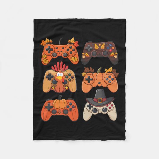 Thanksgiving Herfst Gaming Controllers Turkije Gra Fleece Deken (Voorkant)