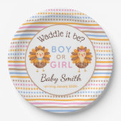 Thanksgiving Herfst Gender Onthulling Turkije Papieren Bordje (Voorkant)