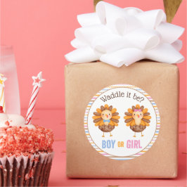 Thanksgiving Herfst Gender Onthulling Turkije Ronde Sticker