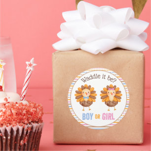 Thanksgiving Herfst Gender Onthulling Turkije Ronde Sticker