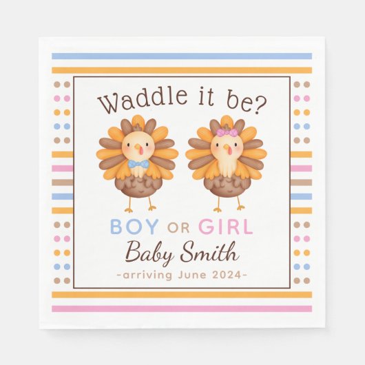 Thanksgiving Herfst Gender Onthulling Turkije Servet (Voorkant)