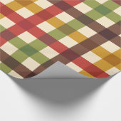 Thanksgiving Herfst Gingham Plaid Tartan Cadeaupapier (Hoek)