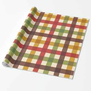 Thanksgiving Herfst Gingham Plaid Tartan Cadeaupapier