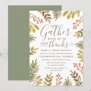 Thanksgiving Herfst Greenery Waterverf Krans Kaart