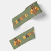 Thanksgiving Herfst Groene Kalkoen Grosgrain Lint (Achterkant)