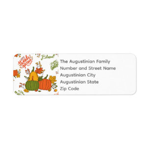 THANKSGIVING herfst Harvest Return Address Etiket