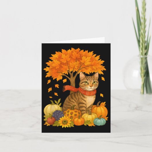 Thanksgiving Herfst Herfst Cat Leaf Herfst Tree Zi Kaart (Voorkant)