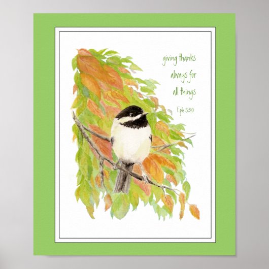 Thanksgiving, herfst, Herfst, Chickadee, Bird Scri Poster (Voorkant)