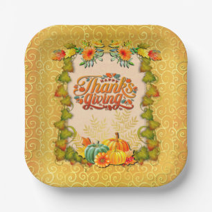 Thanksgiving herfst Herfst esdoorn bladeren en pom Papieren Bordje