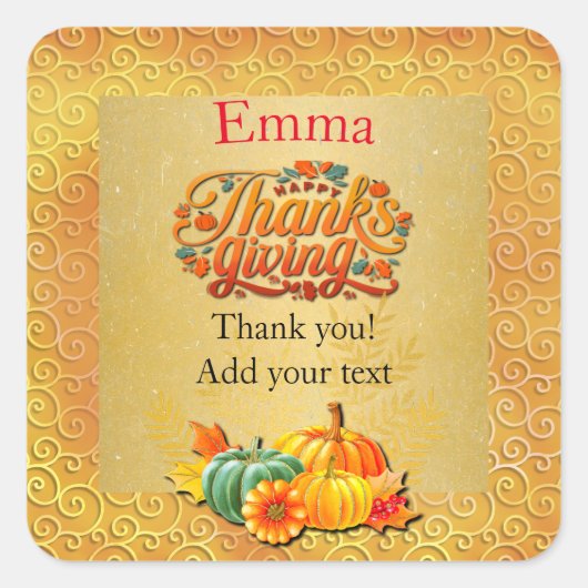 Thanksgiving herfst Herfst esdoorn bladeren en pom Vierkante Sticker (Voorkant)