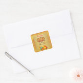 Thanksgiving herfst Herfst esdoorn bladeren en pom Vierkante Sticker (Envelop)