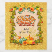 Thanksgiving herfst Herfst esdoorn bladeren en pom Wijn Etiket (Enkel label)