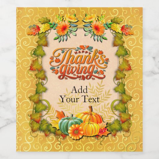 Thanksgiving herfst Herfst esdoorn bladeren en pom Wijn Etiket (Enkel label)