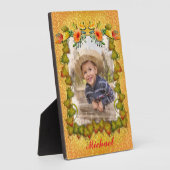 Thanksgiving herfst Herfst esdoornblad en zonneblo Fotoplaat (Zijkant)