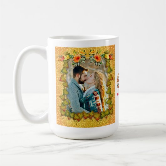 Thanksgiving herfst Herfst esdoornblad en zonneblo Koffiemok (Links)