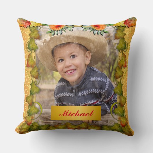 Thanksgiving herfst Herfst esdoornblad en zonneblo Kussen (Voorkant)