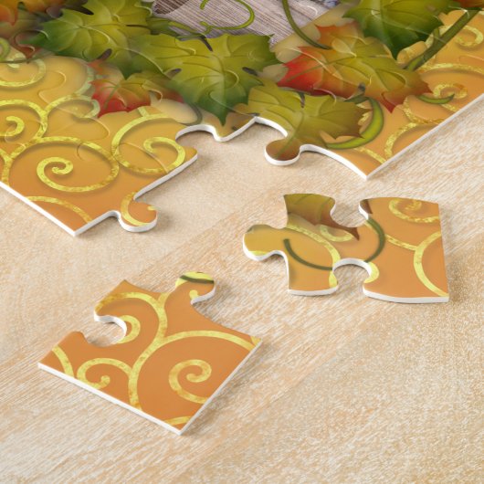 Thanksgiving herfst Herfst esdoornblad en zonneblo Legpuzzel (Zijkant)