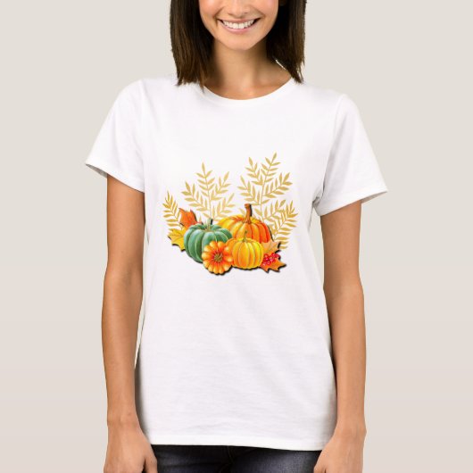 Thanksgiving herfst Herfst esdoornblad en zonneblo T-shirt (Voorkant)