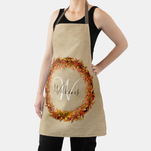 Thanksgiving Herfst Herfst Krans Bladeren Monogram Schort (Insitu)