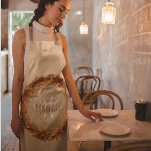 Thanksgiving Herfst Herfst Krans Bladeren Monogram Schort