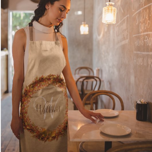 Thanksgiving Herfst Herfst Krans Bladeren Monogram Schort