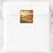 Thanksgiving/Herfst/Herfst op het boerderij Vierkante Sticker (Tas)