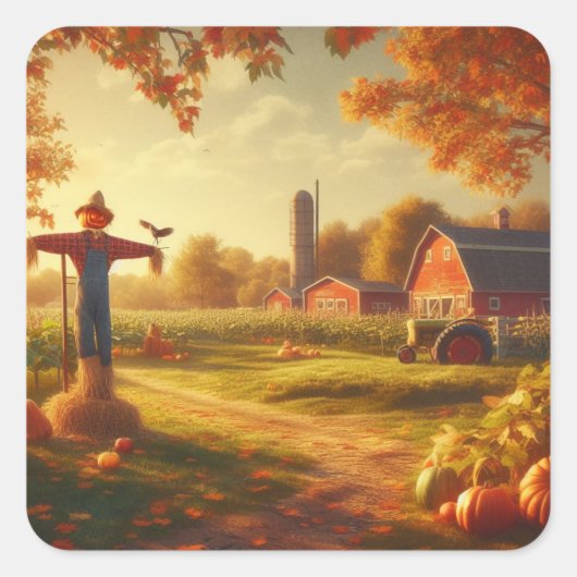 Thanksgiving/Herfst/Herfst op het boerderij Vierkante Sticker (Voorkant)