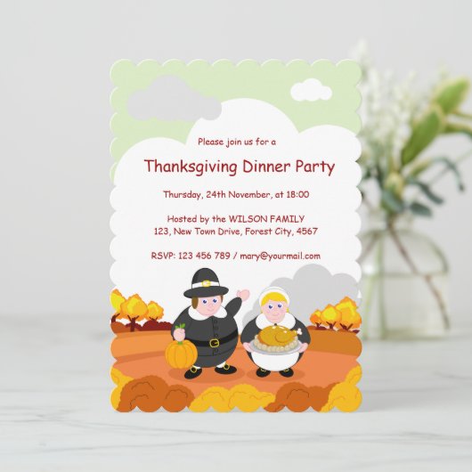 Thanksgiving Herfst / Herfstscène met pelgrims, Kaart (Staand voorkant)