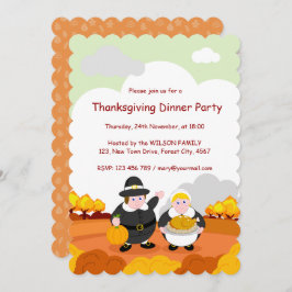 Thanksgiving Herfst / Herfstscène met pelgrims, Kaart