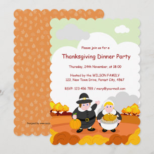 Thanksgiving Herfst / Herfstscène met pelgrims, Kaart