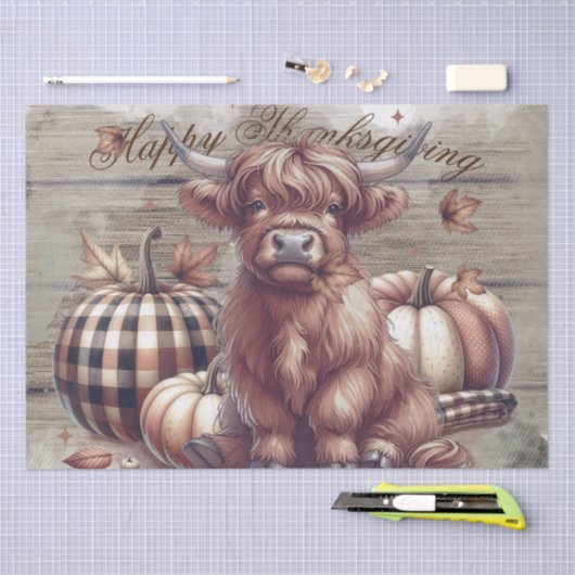 Thanksgiving Herfst Highland Koe Tissuepapier (Craft)