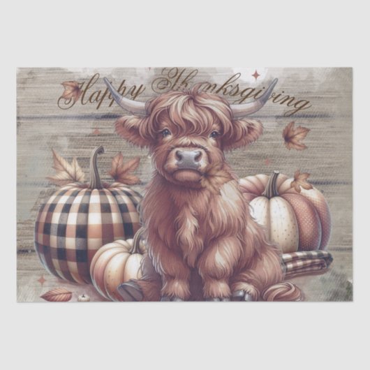 Thanksgiving Herfst Highland Koe Tissuepapier (Voorkant)