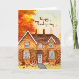 Thanksgiving herfst Home met pompoenen Feestdagen Kaart