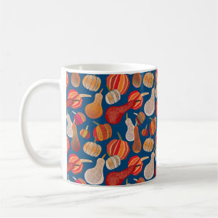 Thanksgiving. Herfst, illustratie met pompoen. Koffiemok
