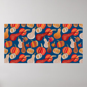 Thanksgiving. Herfst, illustratie met pompoen. Poster