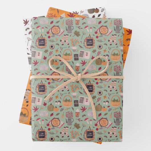 Thanksgiving & Herfst inpakpapier 3 Funky vellen (In situ)