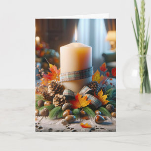 Thanksgiving Herfst Kaars Met Eikels Kaart