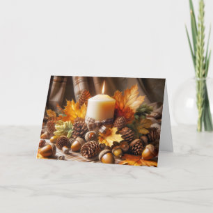 Thanksgiving Herfst Kaars Met Eikels Kaart