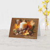 Thanksgiving Herfst Kaars Met Eikels Kaart (Gele Bloem)